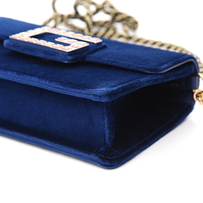 Gucci Velvet Crystal Square G Shoulder Bag Cobalt Blue 8 of 10