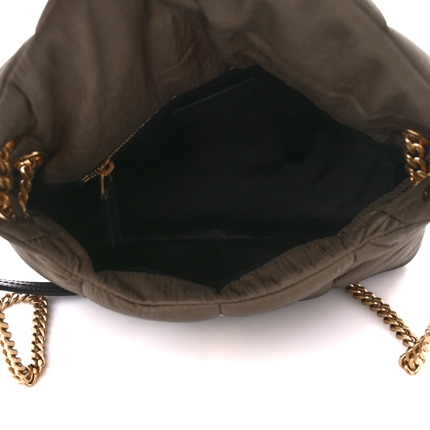 Saint Laurent Nylon Quilted Small Loulou Puffer Monogram Chain Satchel Military Green 5 of 10