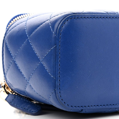 Chanel Lambskin Quilted Top Handle Mini Vanity Case With Chain Blue 9 of 11