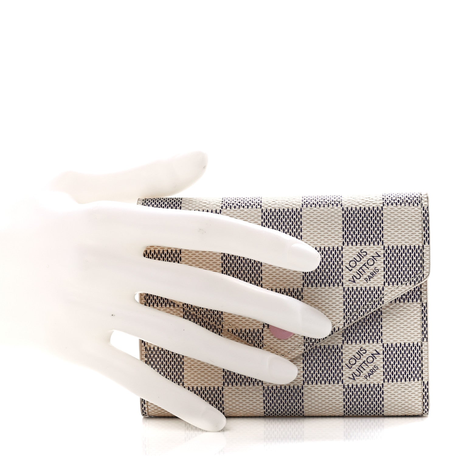 Louis Vuitton Damier Azur Victorine Wallet Rose Ballerine 2 of 12
