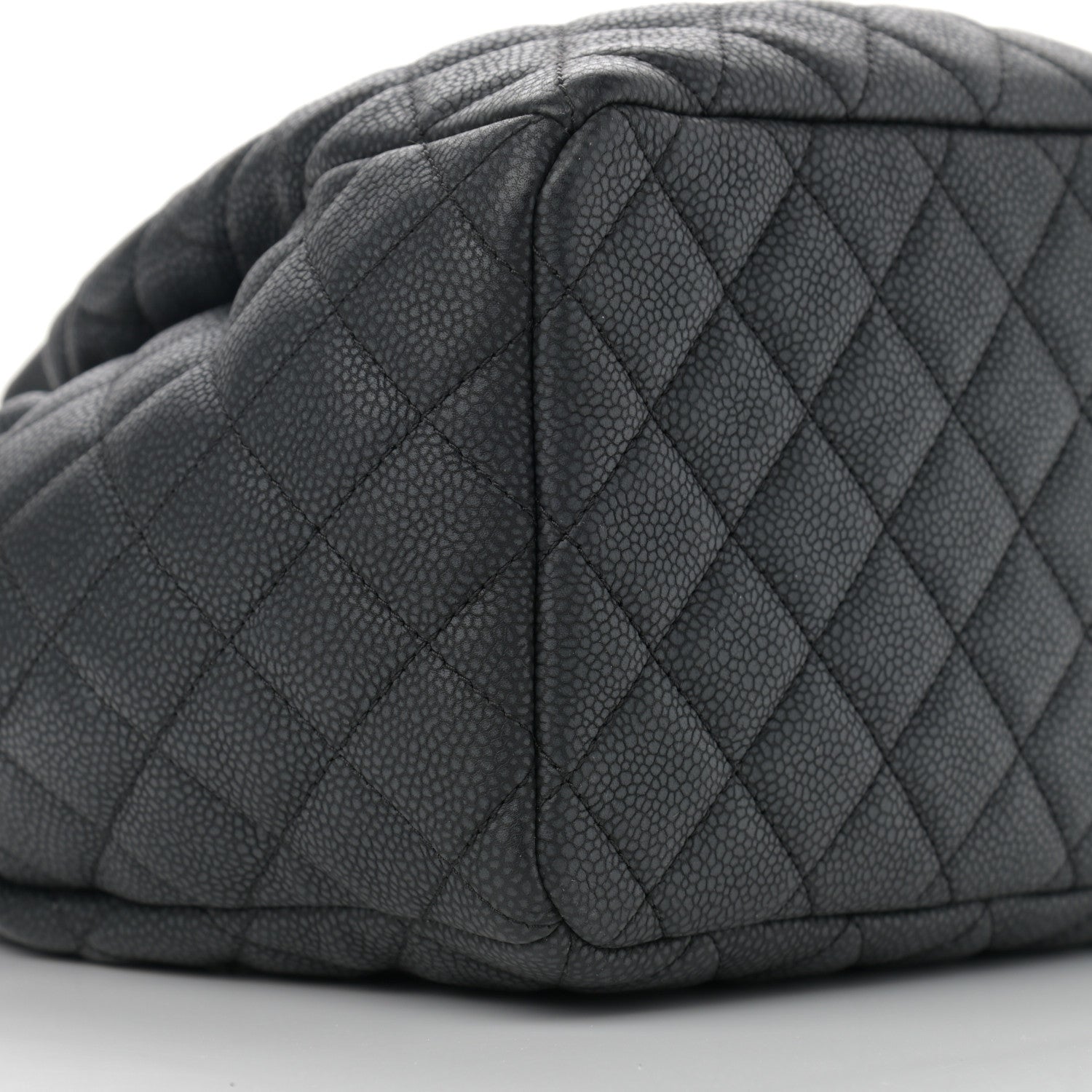 Chanel Caviar Flat Quilted CC Chain Bucket Drawstring Bag Black 9 of 10