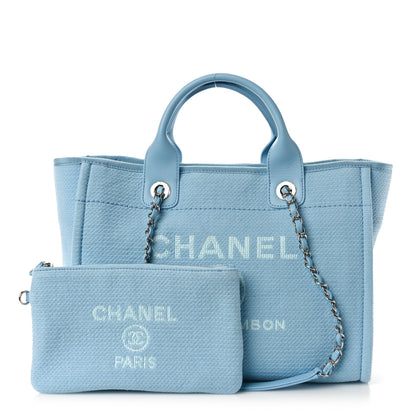 Chanel Mixed Fibers Small Deauville Tote Light Blue 3 of 12