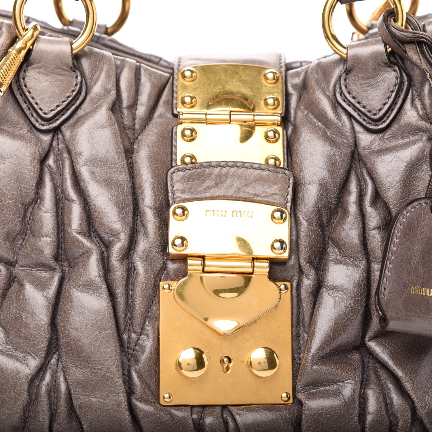 Miu Miu Nappa Matelasse Top Handle Satchel Fumo 12 of 12