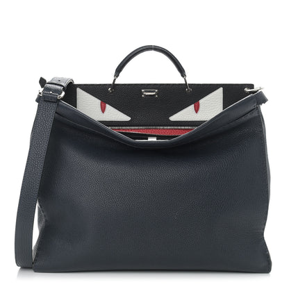 Fendi Cuoio Romano Selleria Monster Eyes Large Mens Peekaboo Iconic Essential Satchel Blue 1 of 13