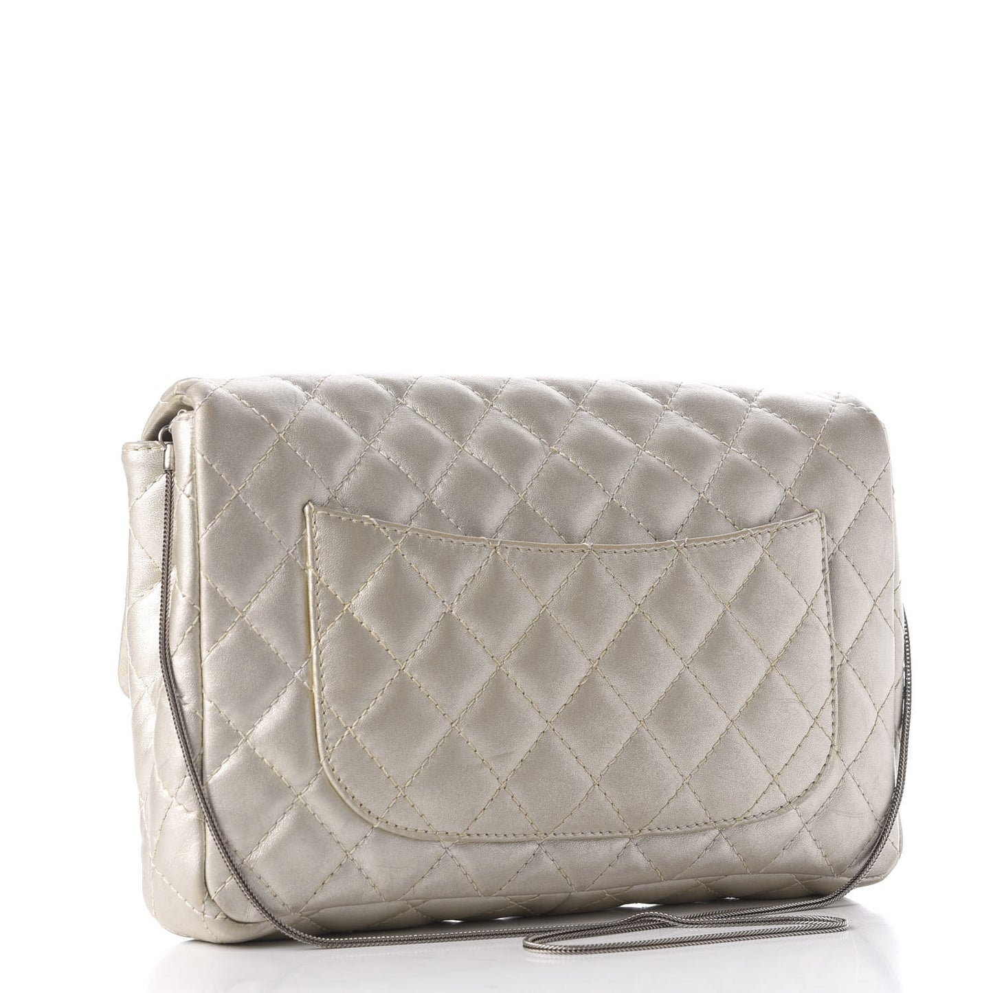 Metallic Calfskin Quilted 2.55 Reissue Clutch Silver