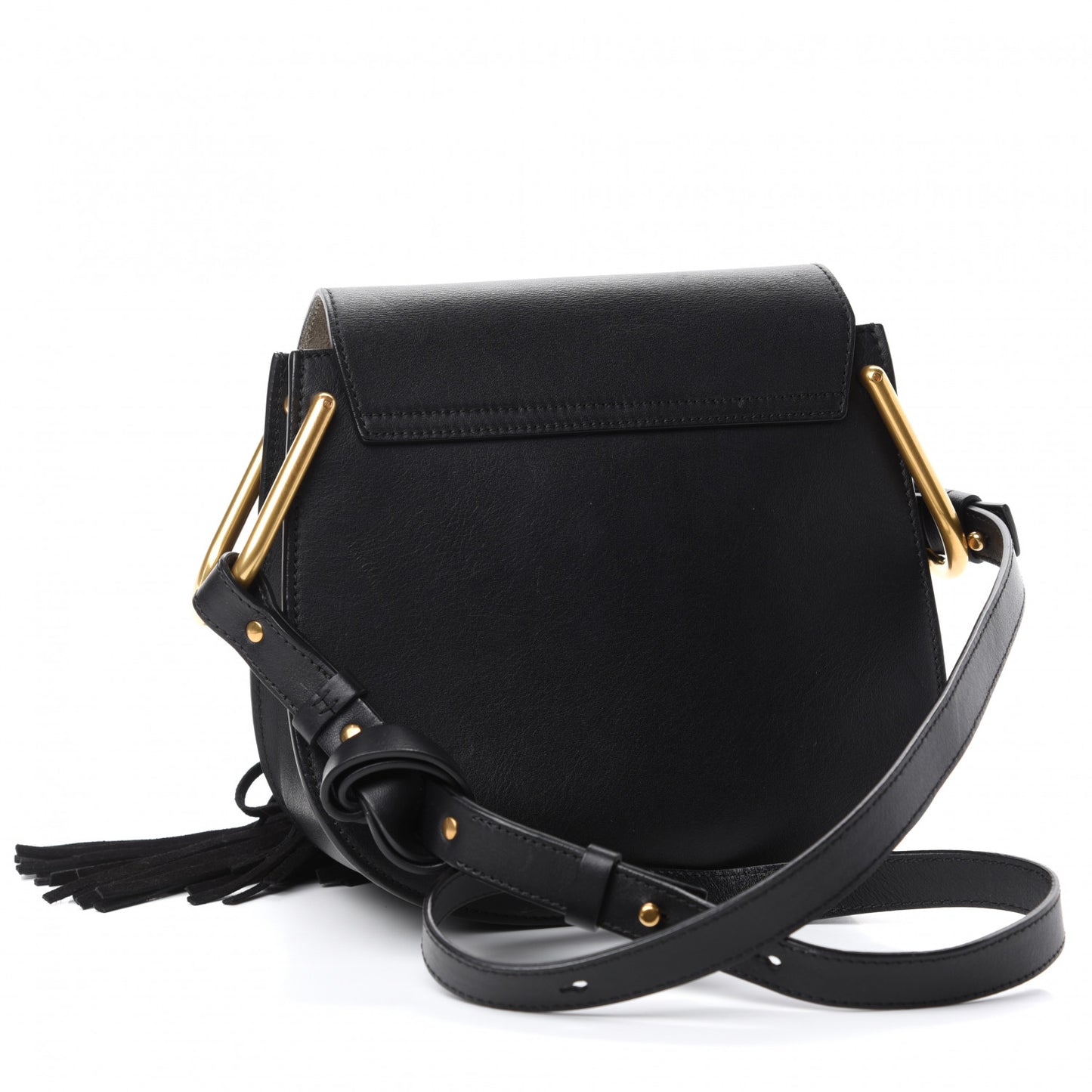 Calfskin Small Hudson Fringe Shoulder Bag Black