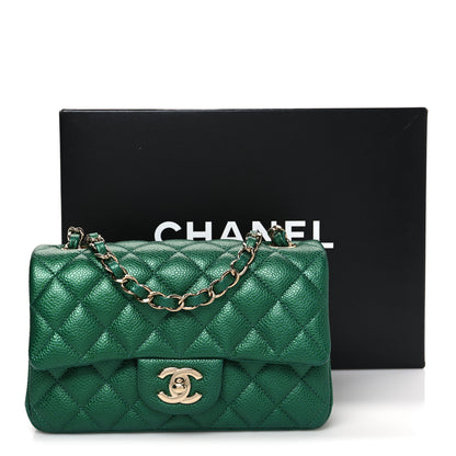 Chanel Metallic Caviar Quilted Mini Rectangular Flap Green 11 of 11