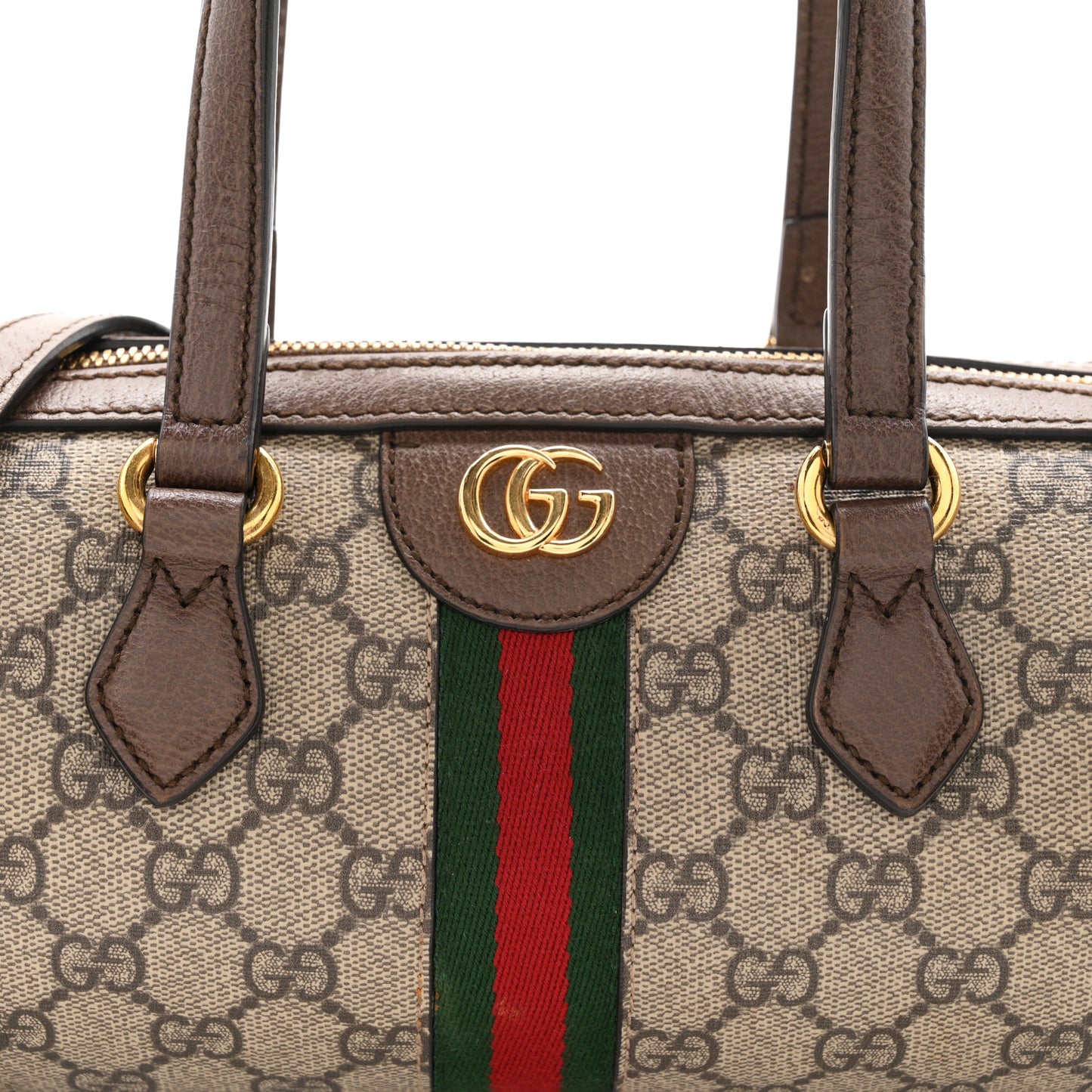 GG Supreme Monogram Web Small Ophidia Boston Bag Beige New Acero