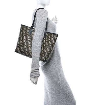 Versace Canvas Calfskin Monogram La Greca Medusa Tote Black Khaki 2 of 12