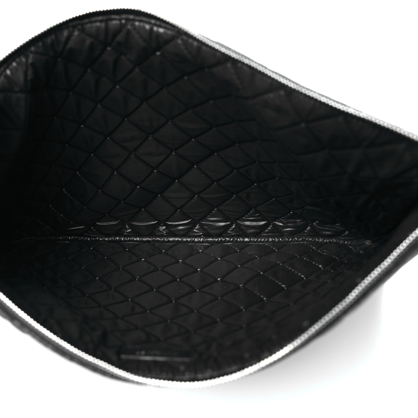 Woven Lambskin Quilted Large Cosmetic Case Black