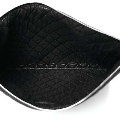 Chanel Woven Lambskin Quilted Large Cosmetic Case Black 5 of 10