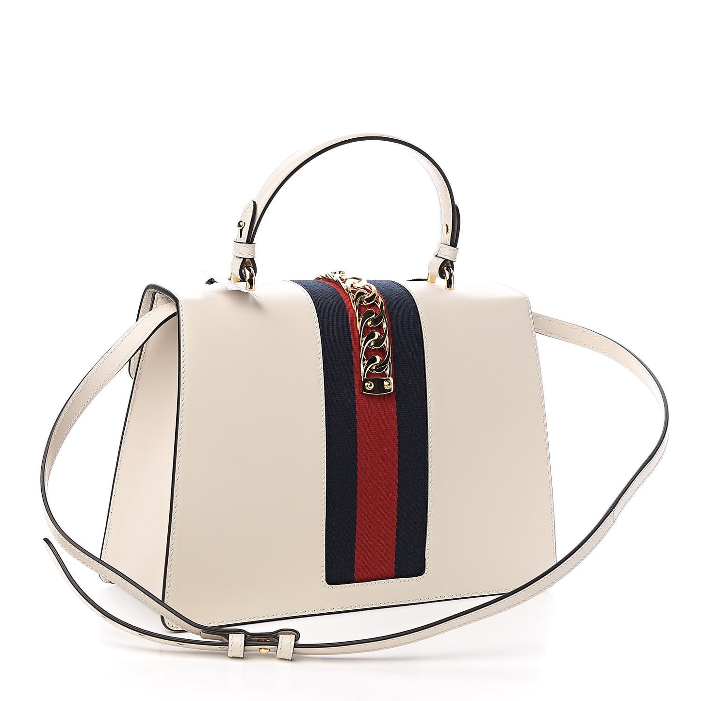 Calfskin Embroidered Medium Sylvie Top Handle Bag White
