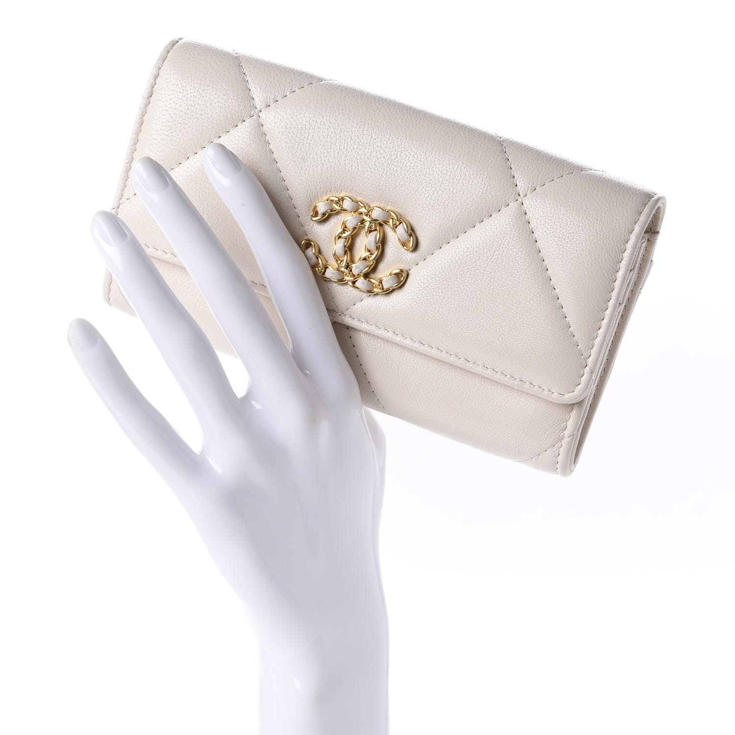 Chanel Goatskin Quilted 19 Flap Wallet Light Beige 2 of 12