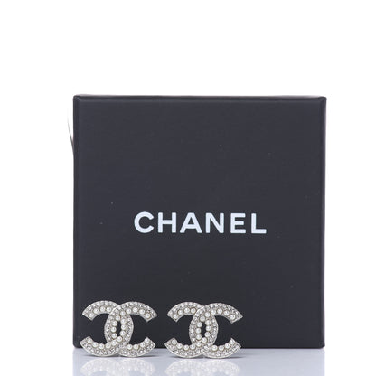 Chanel Pearl Crystal CC Snow Palace Earrings Silver 5 of 5