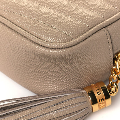 Saint Laurent Grain De Poudre Matelasse Monogram Mini Lou Camera Bag Dark Beige 10 of 11