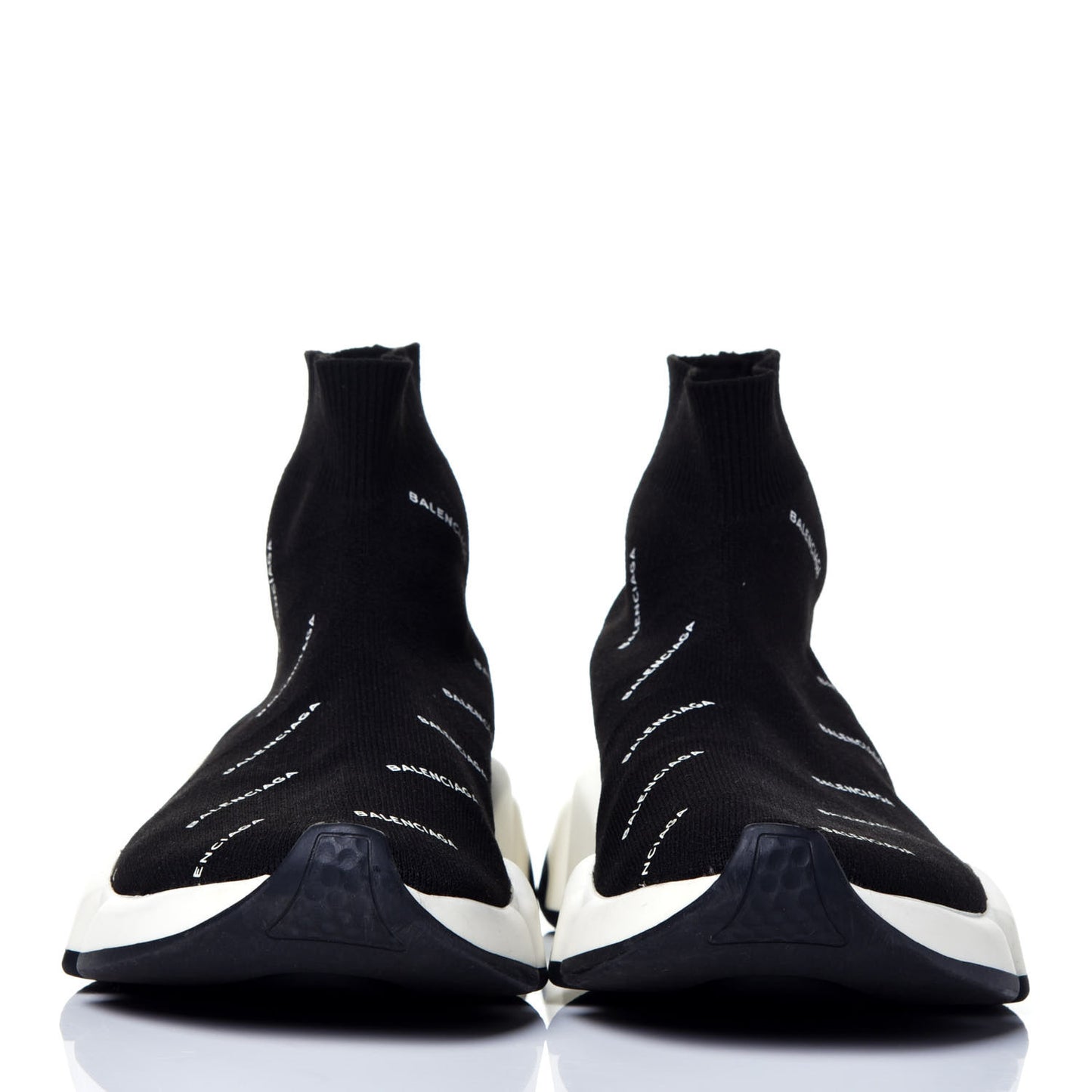 Neoprene Knit Allover Logo Bi-Color Sole Womens Speed Sneakers 36 Black White