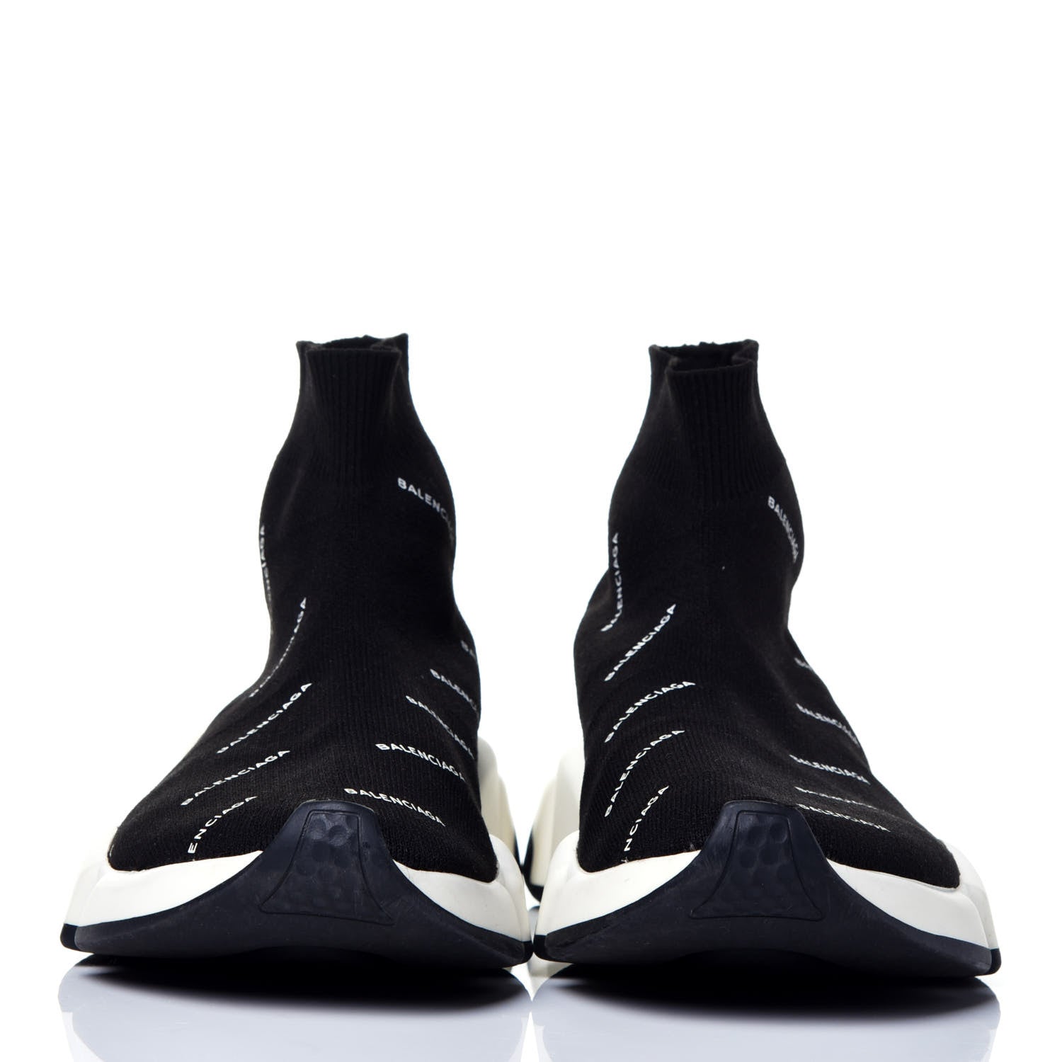 Balenciaga Neoprene Knit Allover Logo Bi-Color Sole Womens Speed Sneakers 36 Black White 2 of 8