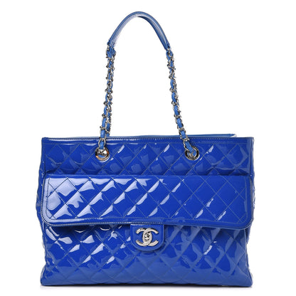 Chanel Patent Quilted Large Coco Shine Shopping Tote Blue 1 of 7