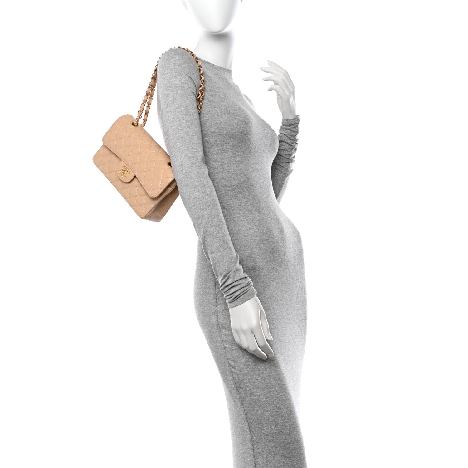 Chanel Caviar Quilted Small Double Flap Beige 2 of 11
