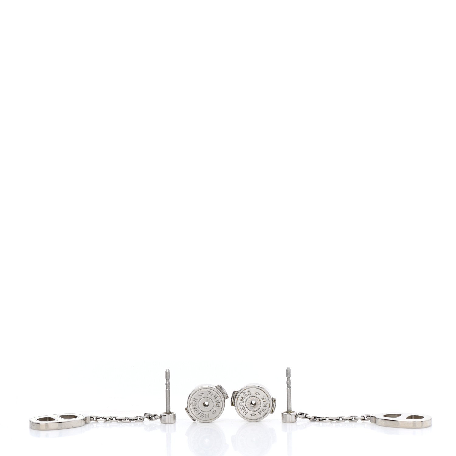 Hermes Palladium Lacquered Farandole Drop Earrings Ecru 3 of 5