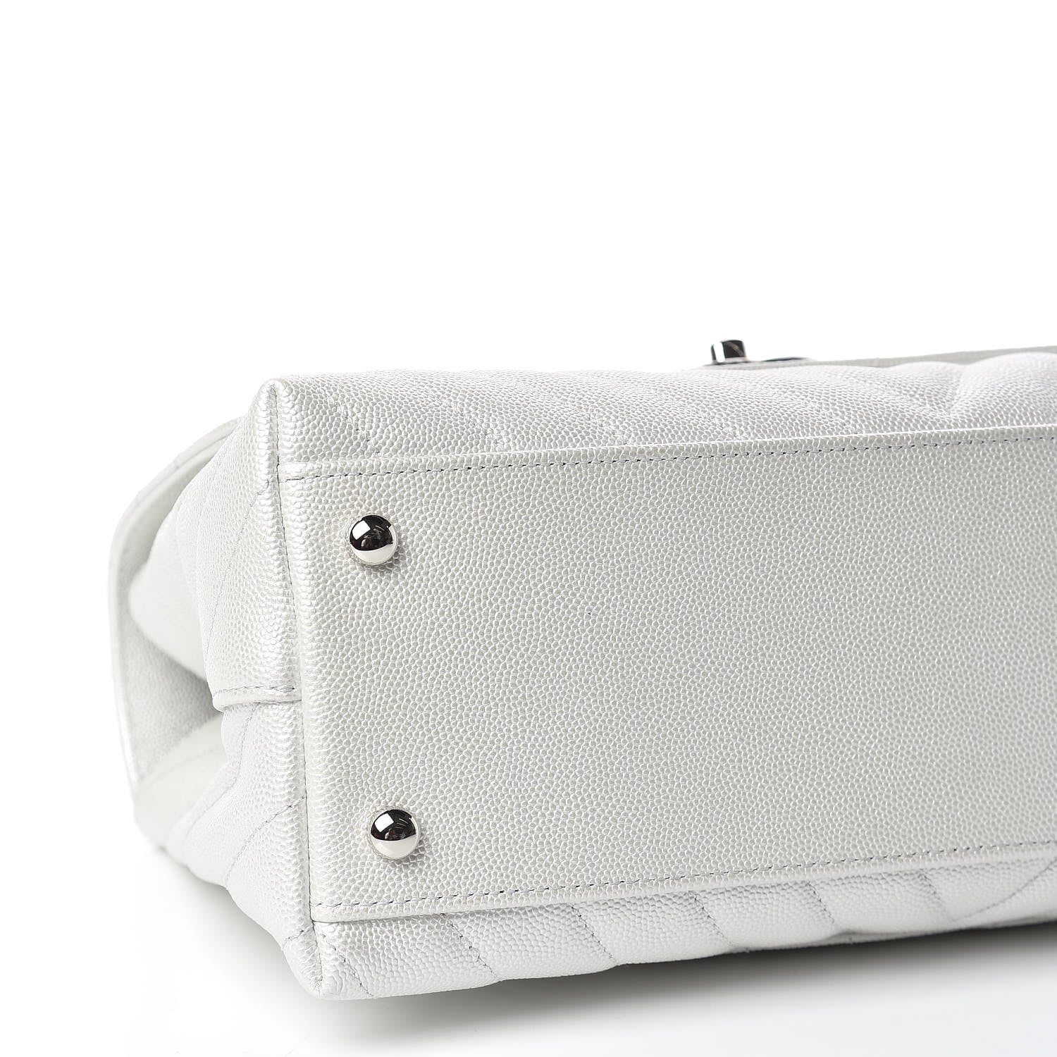 Chanel Iridescent Caviar Chevron Quilted Small Coco Handle Flap White 6 of 11