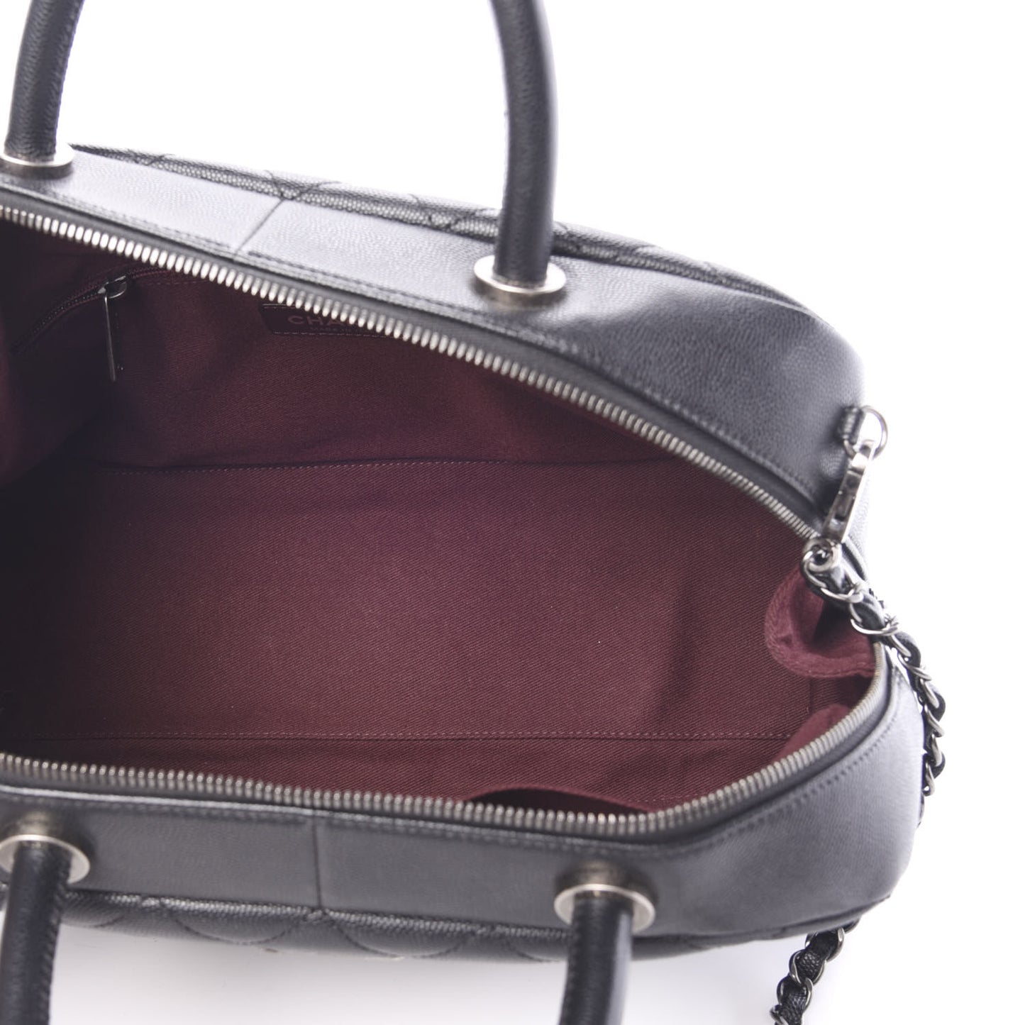 Caviar Quilted Large Coco Handle Bowling Bag Black