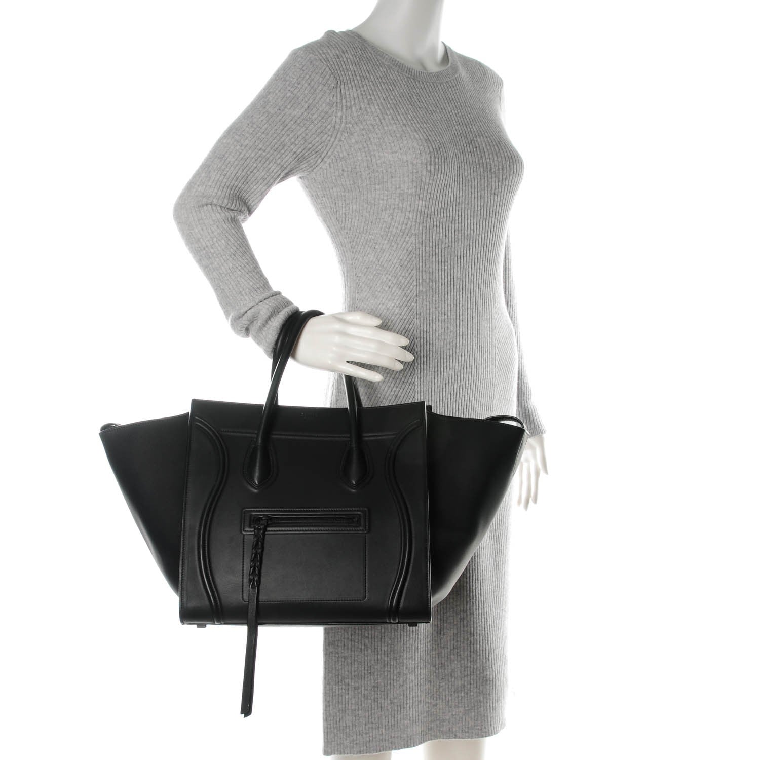Celine Smooth Calfskin Medium Phantom Luggage Black 2 of 7