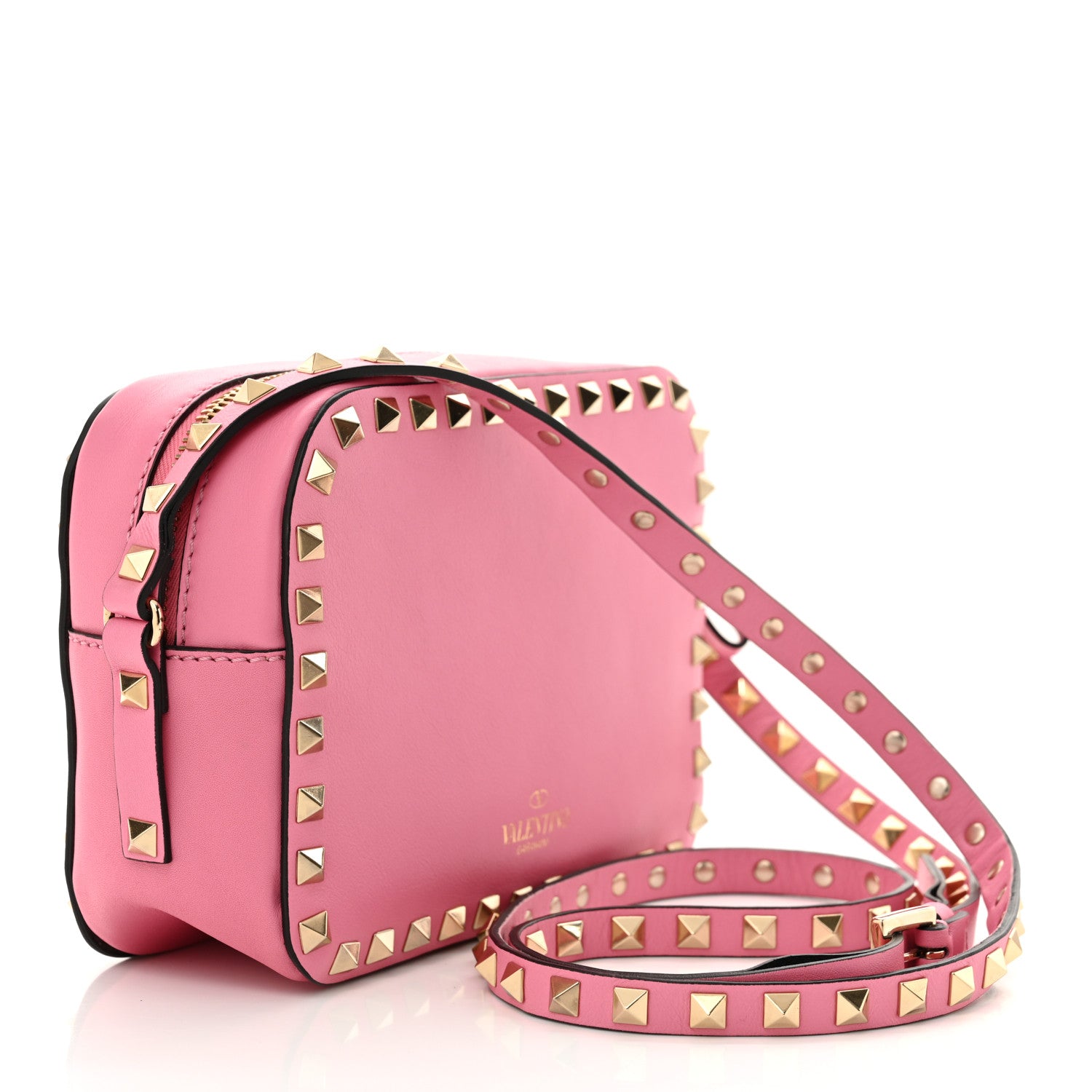 Valentino Garavani Calfskin Rockstud Camera Crossbody Bag Pink 3 of 10