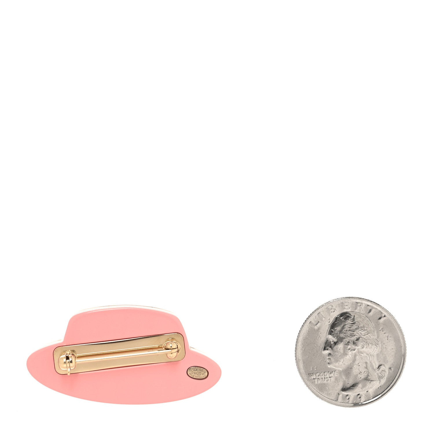 Chanel Resin Icon Manga Hat Brooch Pink White Gold 2 of 4