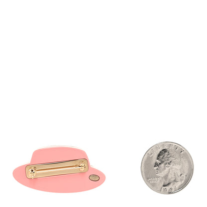 Chanel Resin Icon Manga Hat Brooch Pink White Gold 2 of 4