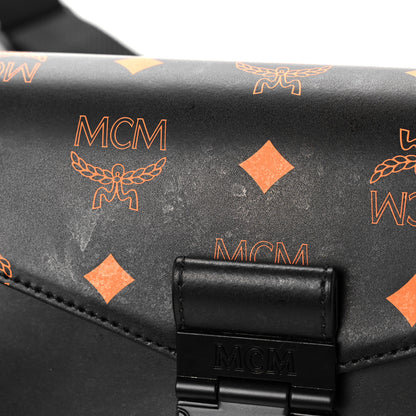MCM Calfskin Color Splash Logo Crossbody Small Black Orange 13 of 13