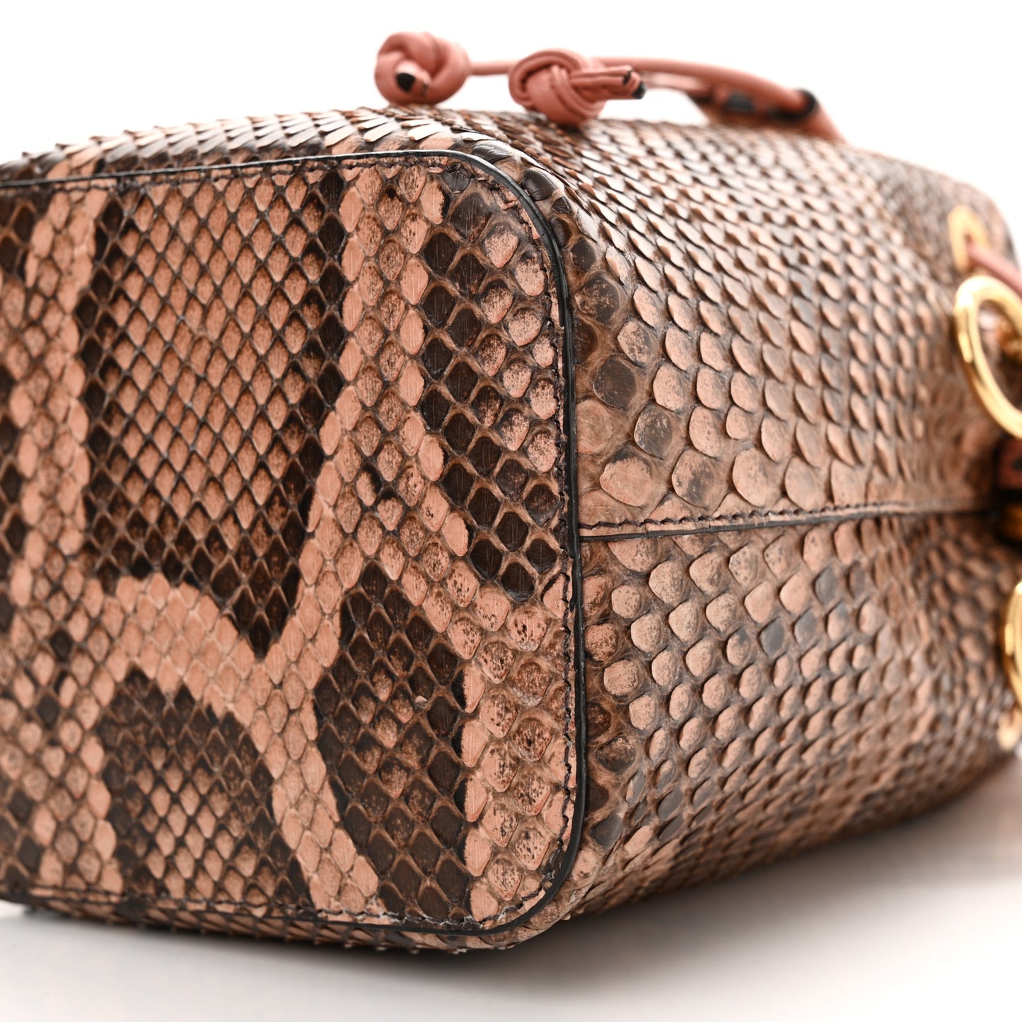 Snakeskin F is Fendi Mini Mon Tresor Bucket Bag Macaron