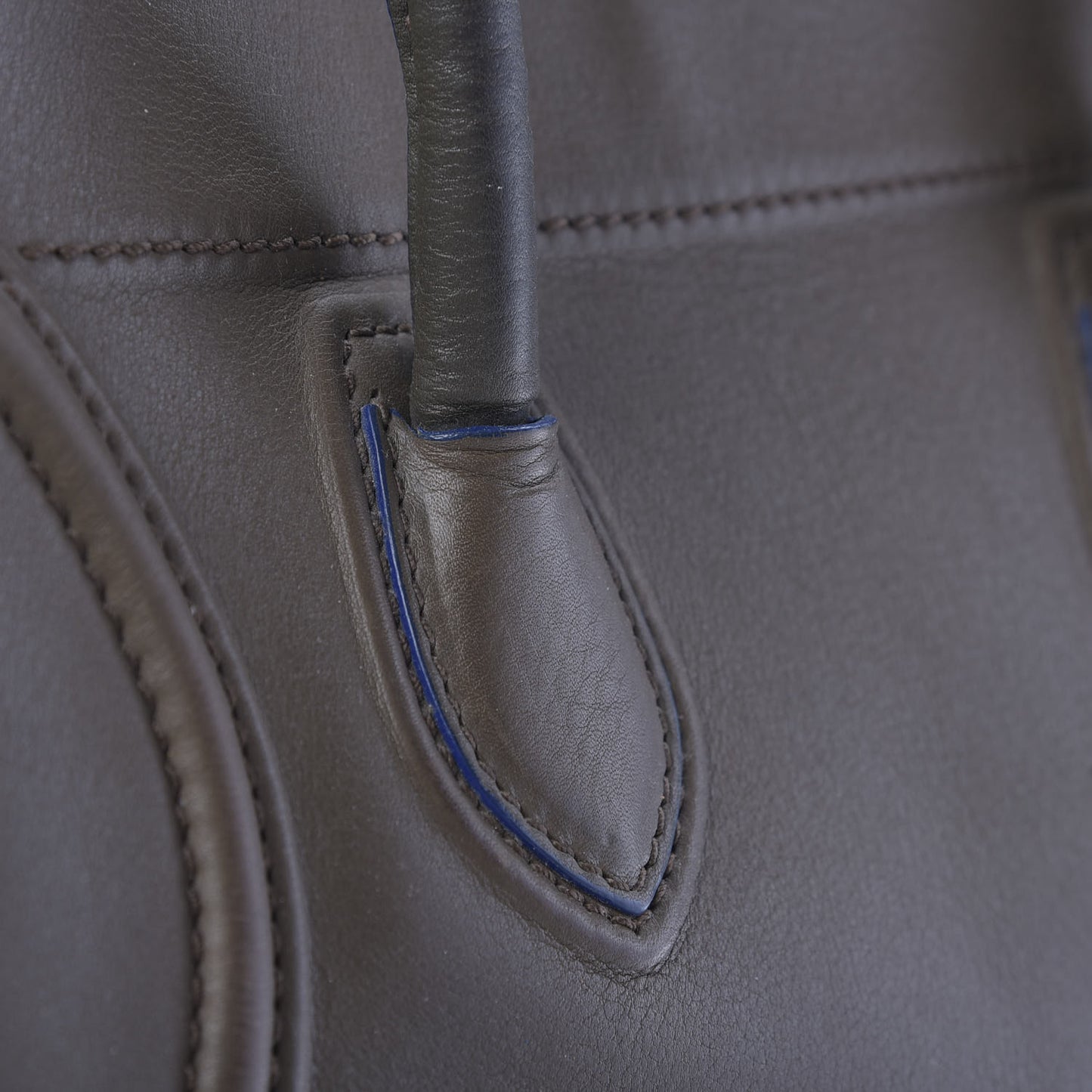 Supple Calfskin Medium Phantom Luggage Khaki Cobalt Trim