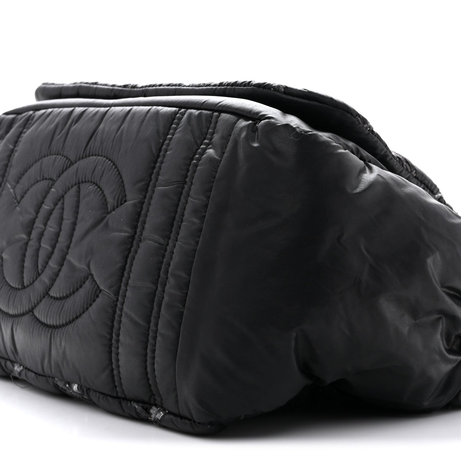 Chanel Nylon Quilted Tweed Stitch Bubble Flap Black 10 of 12