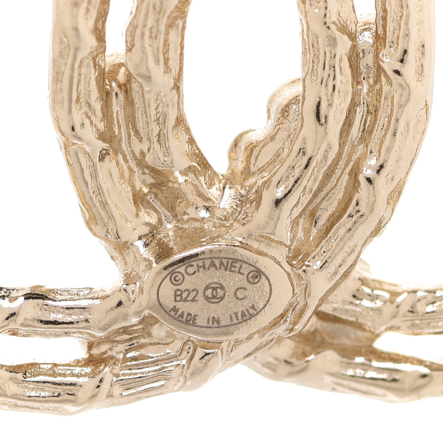 Chanel Metal Crystal Camellia CC Brooch Light Gold 4 of 5