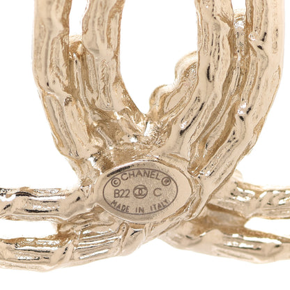 Chanel Metal Crystal Camellia CC Brooch Light Gold 4 of 5