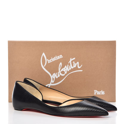 Christian Louboutin Calfskin Lizard Embossed Iriza Flats 39.5 Black 8 of 8