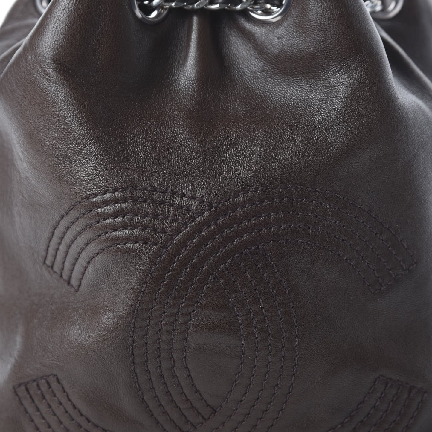 Lambskin CC Drawstring Backpack Brown