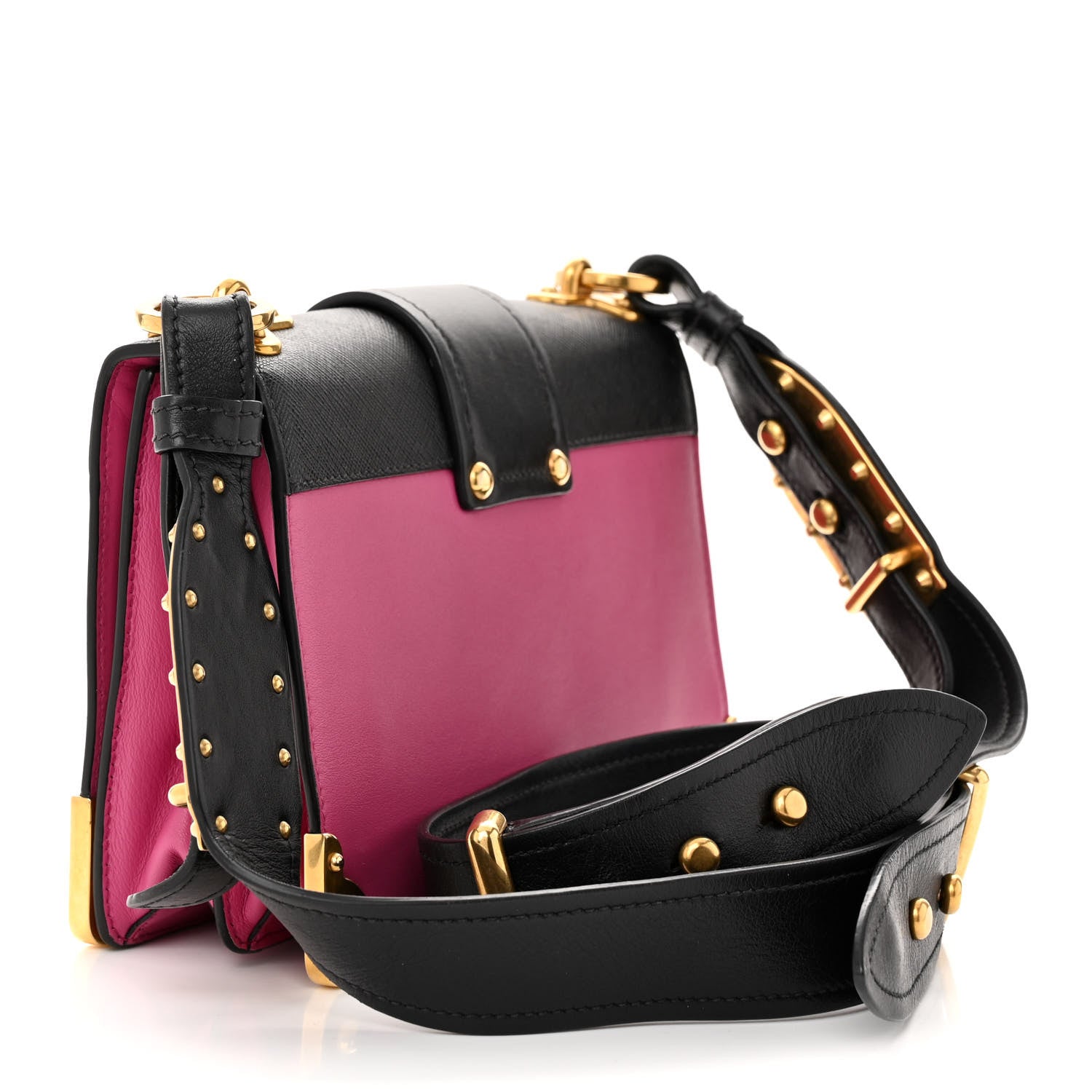 Prada City Calf Saffiano Cahier Bag Fuxia Black 3 of 11