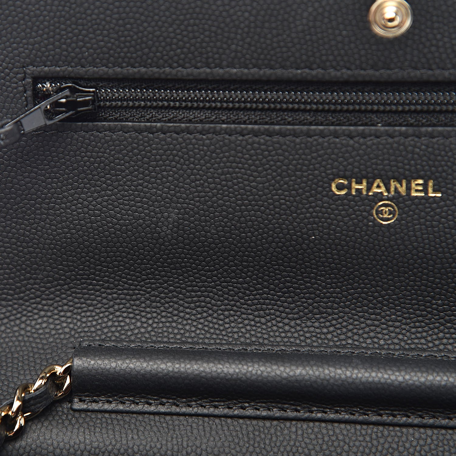 Chanel Caviar Chevron Quilted Wallet On Chain WOC Black 9 of 13