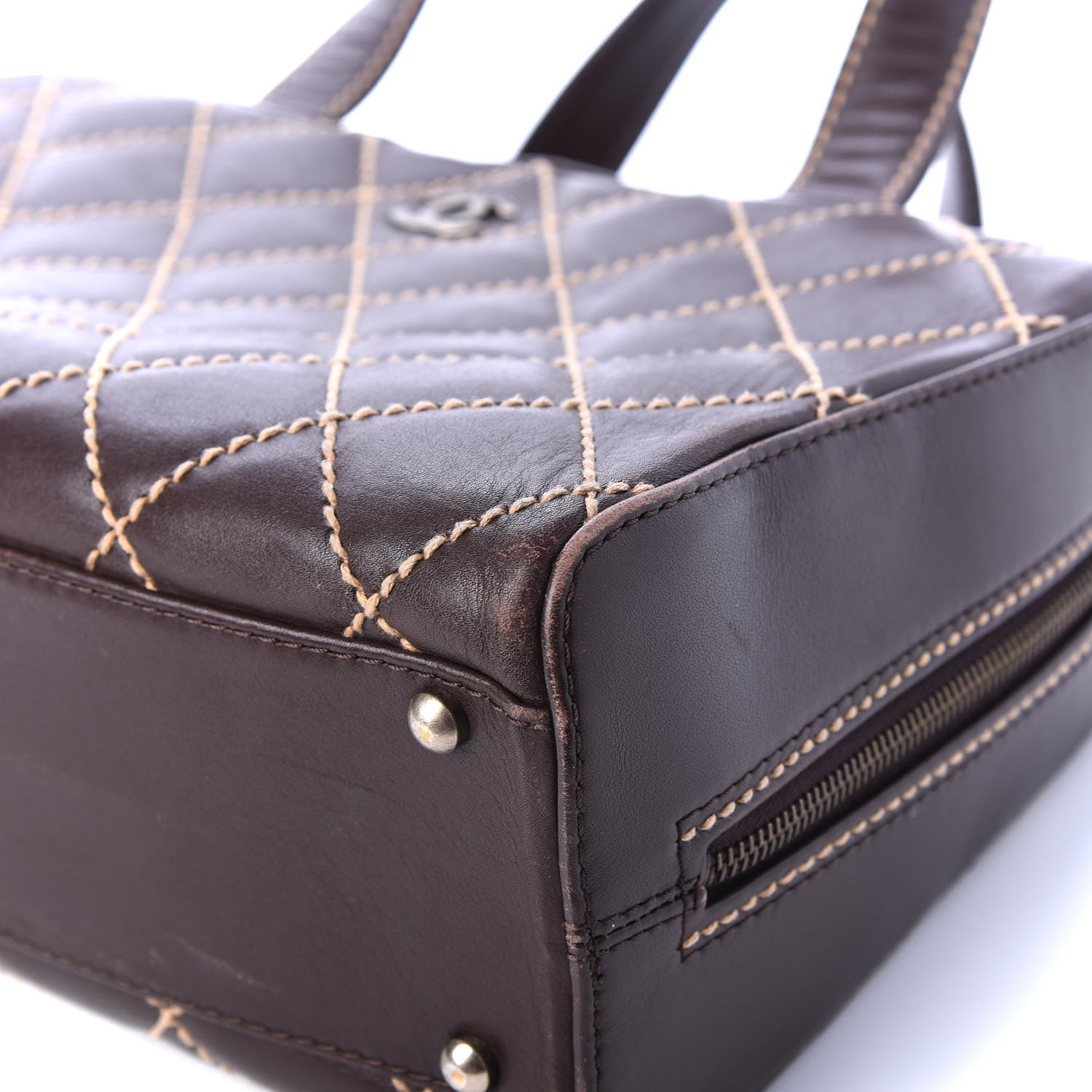 Chanel Calfskin Wild Stitch Top Handle Bag Brown 6 of 12