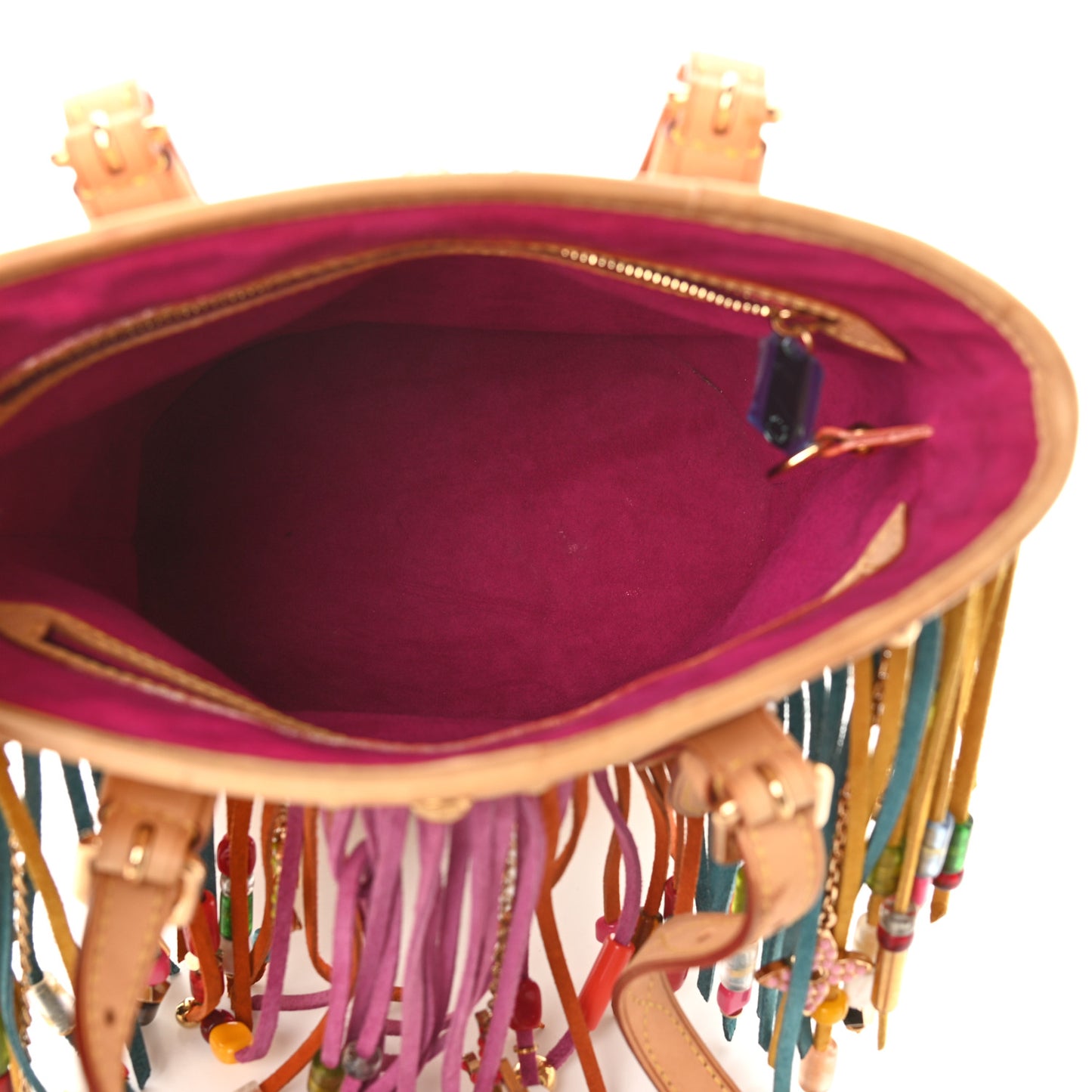 Monogram Multicolor Fringe Bucket White