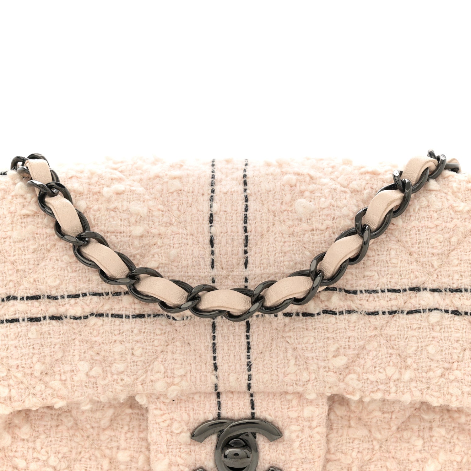 Chanel Tweed Quilted Mini Rectangular Flap Light Pink Black 8 of 12