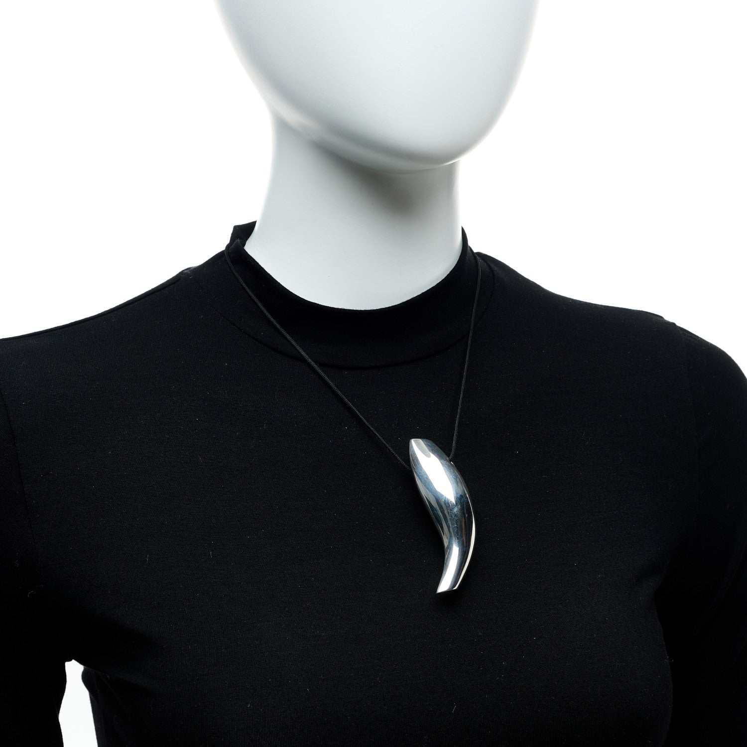 Tiffany Sterling Silver Frank Gehry Fish Pendant Cord Necklace 2 of 6