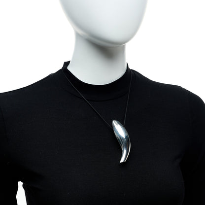 Tiffany Sterling Silver Frank Gehry Fish Pendant Cord Necklace 2 of 6