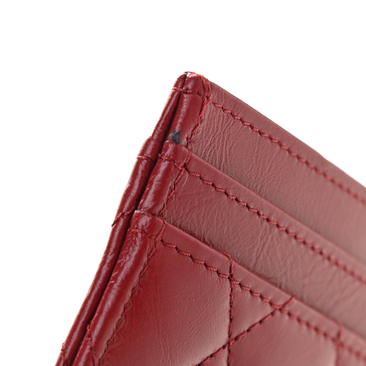 Aged Calfskin Quilted Reissue Card Holder Red