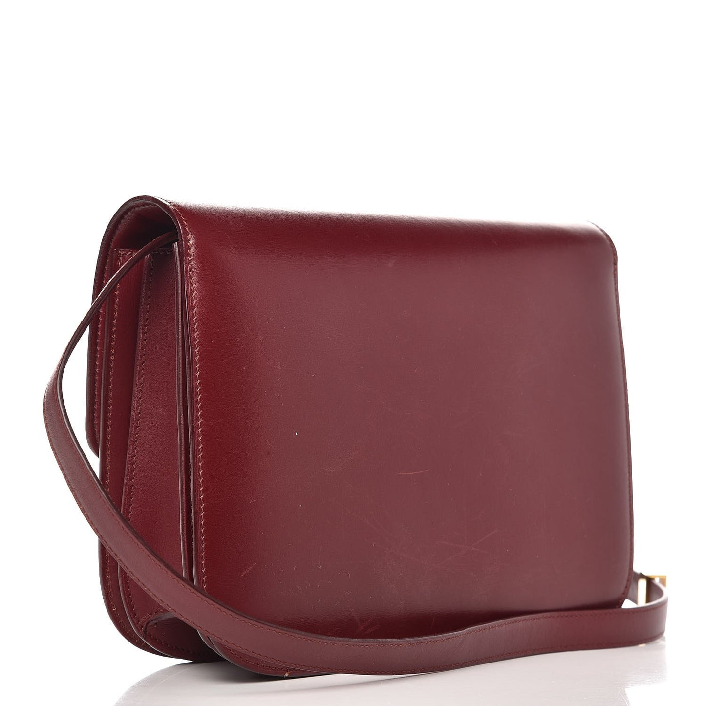 Box Calfskin Medium Classic Box Flap Bag Burgundy
