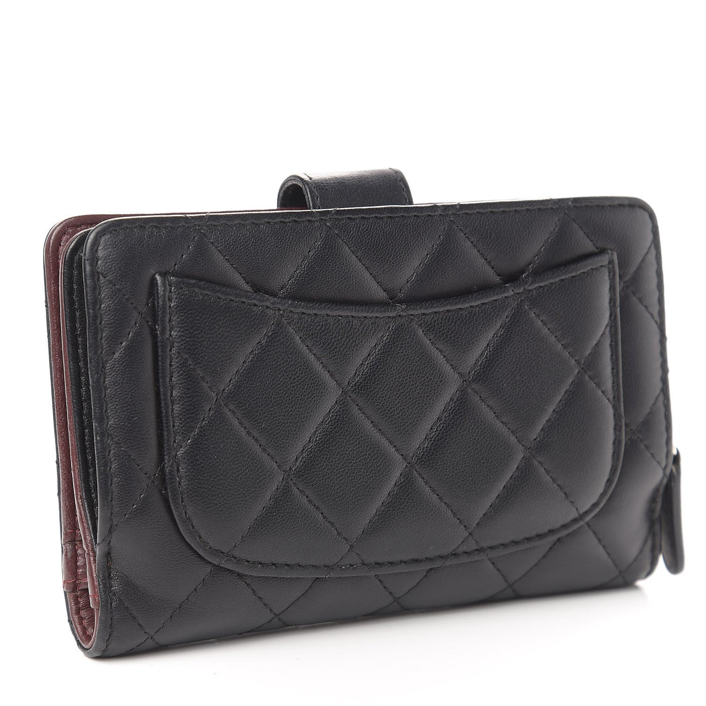 Lambskin Quilted Zipped Pocket Wallet Black
