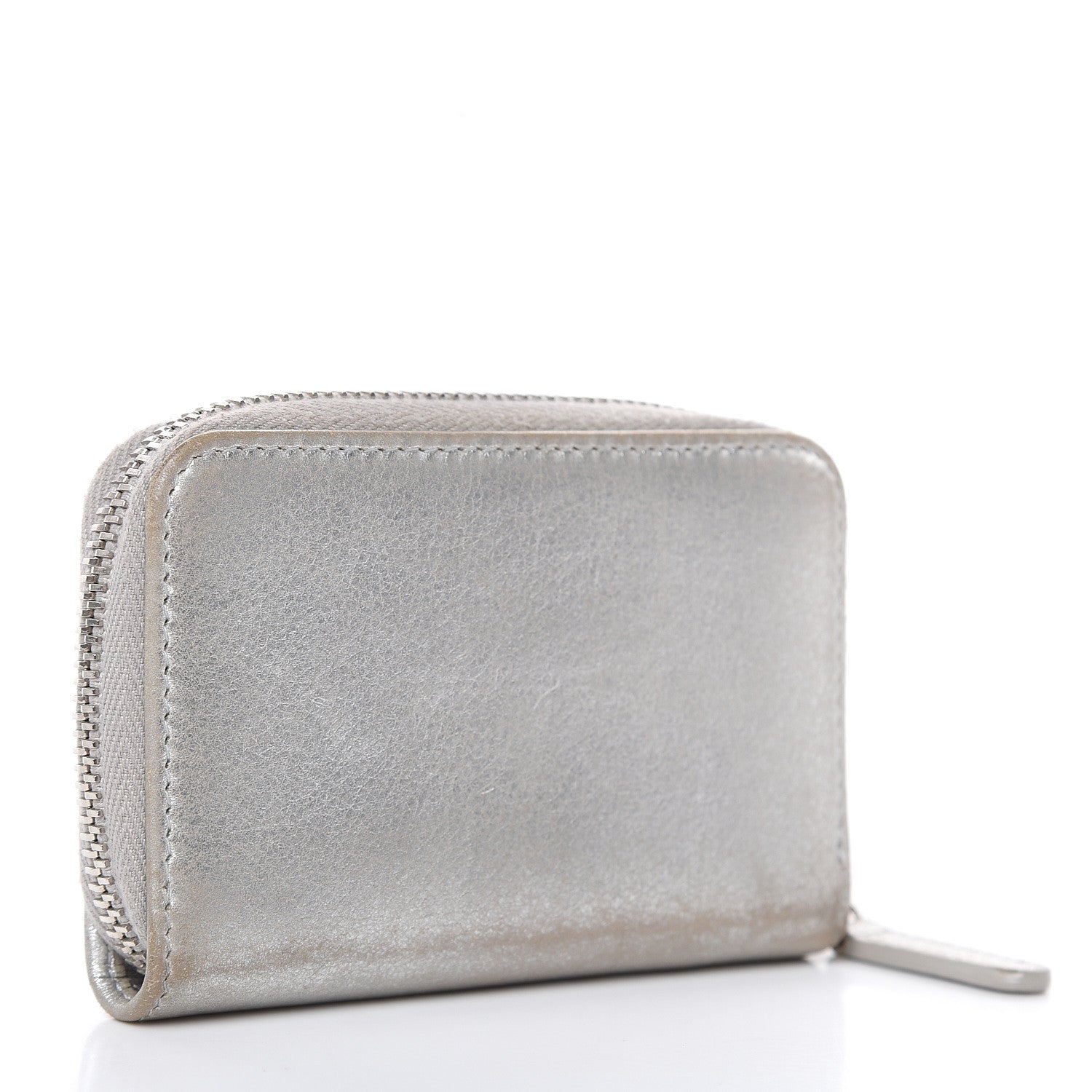 Chanel Metallic Calfskin Timeless Zip Coin Purse Silver Black 3 of 10