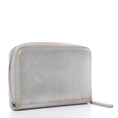 Chanel Metallic Calfskin Timeless Zip Coin Purse Silver Black 3 of 10